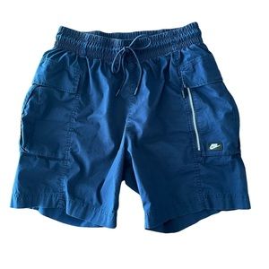 Nike Cargo Shorts Mens Large Navy Blue Activewear Casual Drawstring Pockets